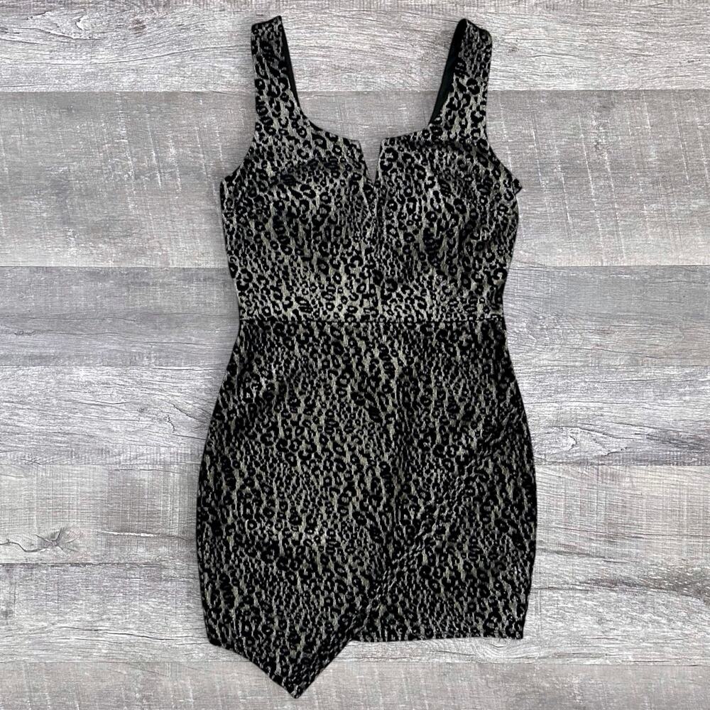 BCX Lace Animal Print Short Sheath Dress NEW 11 Sleeveless Asymmetrical Hem